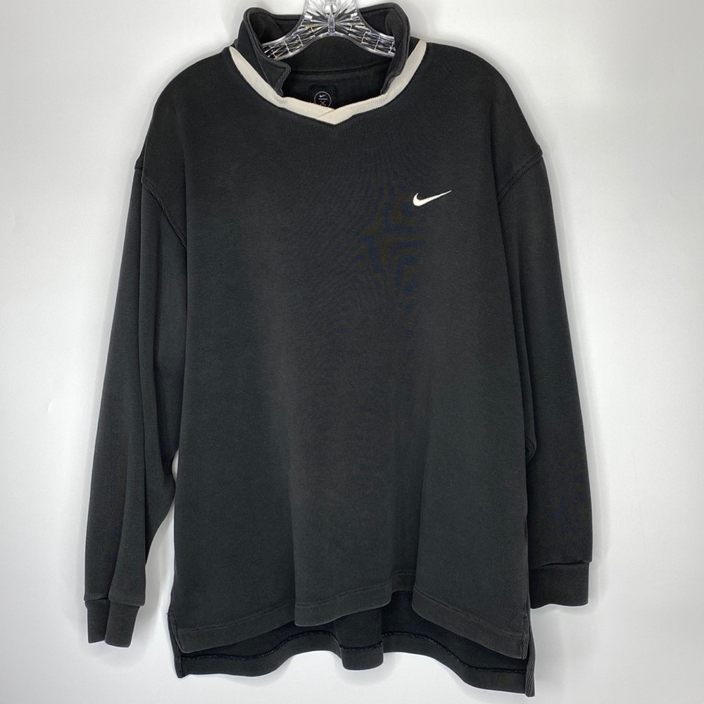 Vintage Nike Black Pullover Sweater Small White Swoosh Size XL